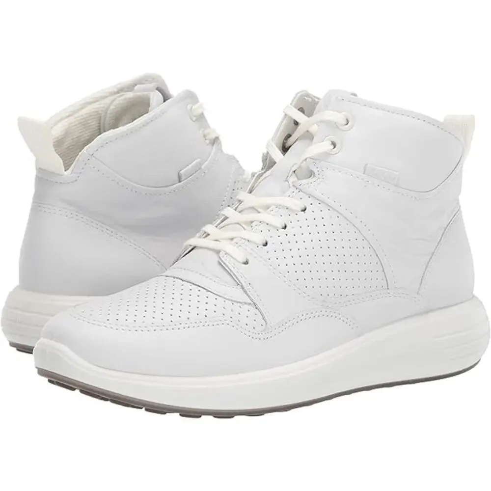 Ecco Leather Soft 7 Runner High-Top Trainers Sneakers White Women's Size 11 NWOT